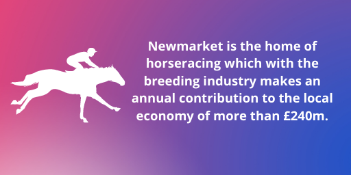 Newmarket is the home of horse racing which with the breeding industry makes an annual contribution to the local economy of more than £240m.