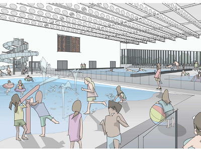 Artist impression of the pool hall